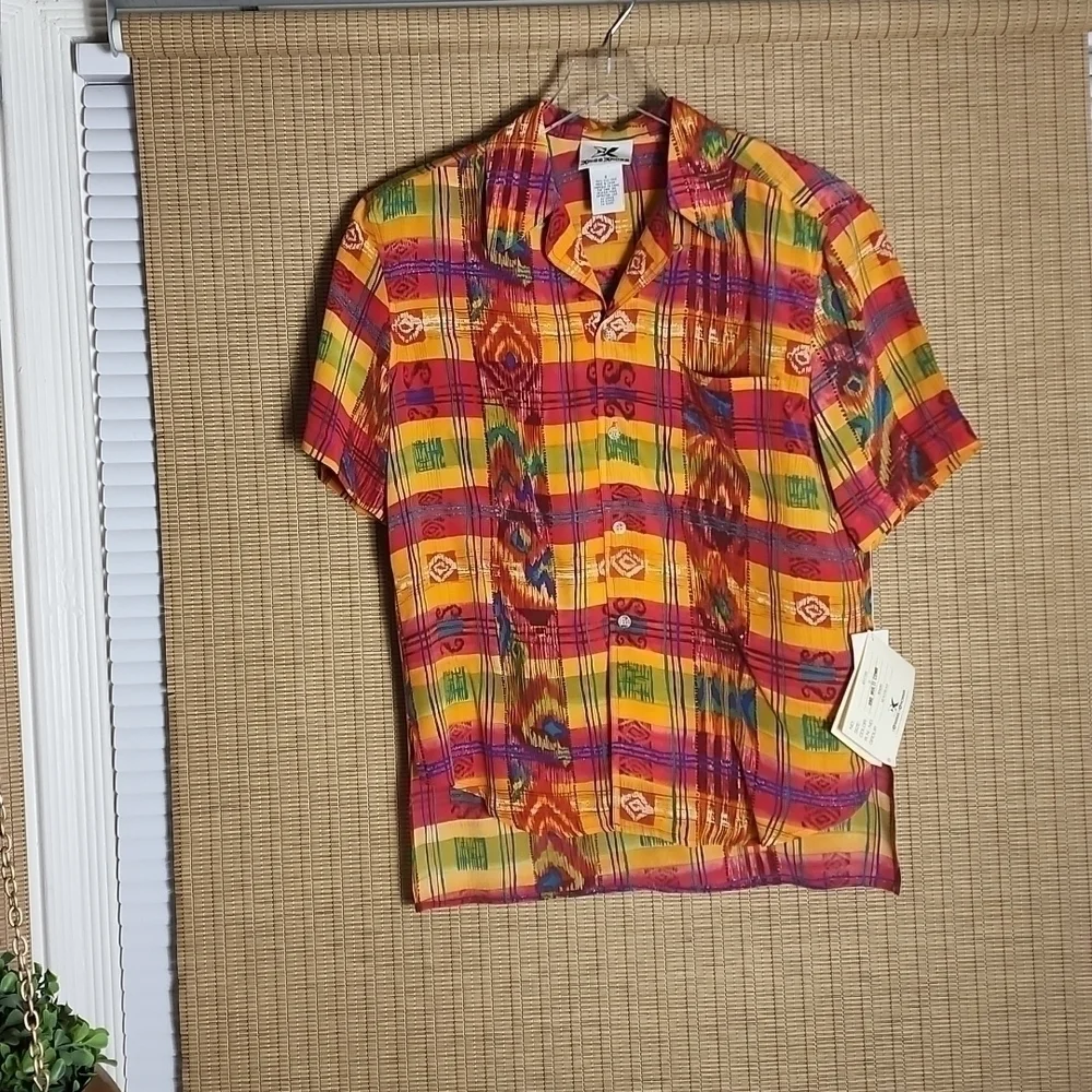 NWT Xriss Xross Silk Multi Color Shirt - Picture 1 of 7